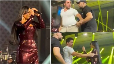 معجب يقتحم المسرح على هيفاء وهبي أثناء غنائها والبودي جارد يتدخل |فيديو