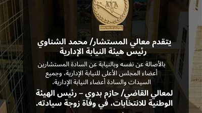 المستشار محمد الشناوي يقدم واجب العزاء للمستشار حازم بدوي فى وفاة زوجته