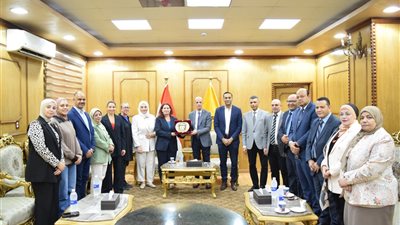 رئيس جامعة بني سويف يبحث سبل التعاون مع وفد لعدد من الجامعات الفرنسية