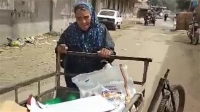 ولسه بتعافر ..الست صباح مسنة تجر عربة لجمع كراتين بشوارع المنوفية