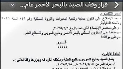 لحماية الثروة السمكية.. وقف الصيد بالبحر الأحمر وخليجي السويس والعقبة