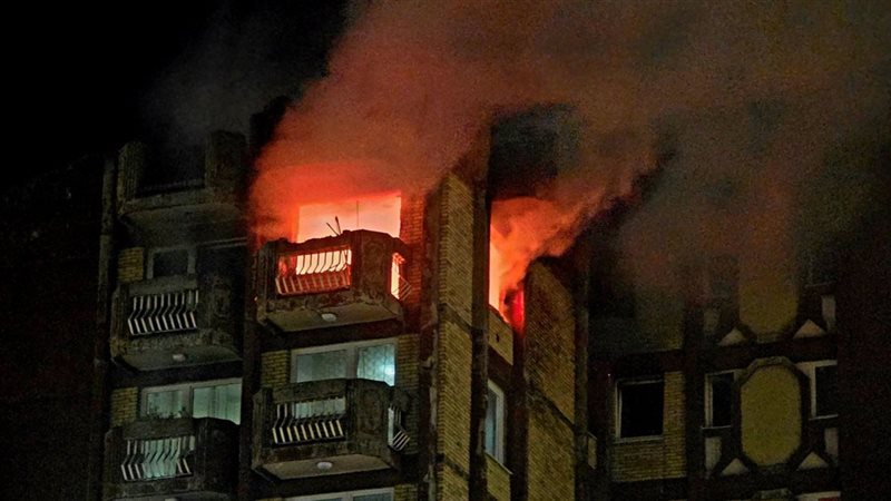 حريق في مبنى في دار