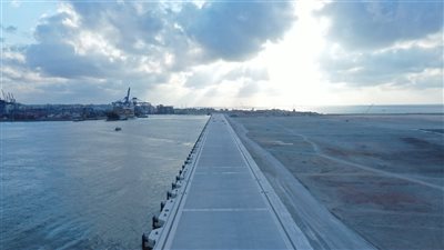 أحدث لقطات جوية لمشروع إنشاء محطة تحيا مصر 2 بميناء الدخيلة