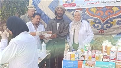 توقيع الكشف البيطري والعلاج المجاني لـ2737 حالة خلال قافلة بيطرية بدمياط 