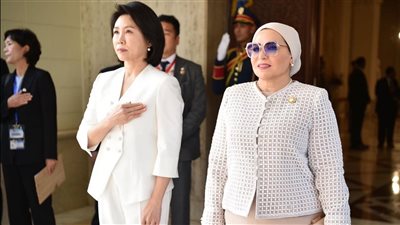 انتصار السيسي تستقبل قرينة رئيس جمهورية كوريا الجنوبية