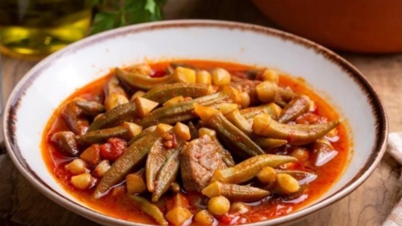 البامية باللحم الضاني