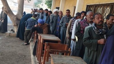 الناخبون يصطفون منذ الصباح أمام لجان أبنوب في جولة الإعادة بالمرحلة الأولى