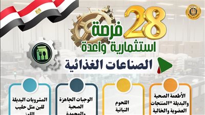 «الصناعة» تحدد 28 فرصة استثمارية واعدة لتعميق التصنيع المحلي 