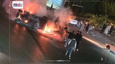 العناية اللإلهية تنقذ سائق سيارة ربع نقل من الوفاة عقب انفجارها بالقطامية|صور