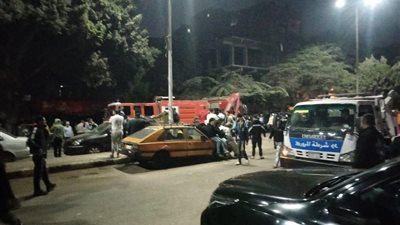 كردون أمني بمحيط عقار إمبابة المنهار ومراجعة كاميرات المراقبة وسماع الشهود