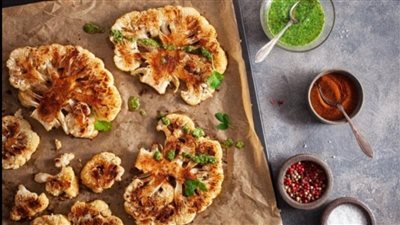 طريقة تحضير القرنبيط المشوي بالتتبيلة للرجيم بطريقة صحية ولذيذة 	