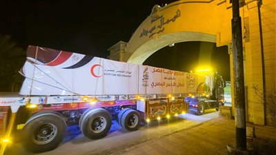 انطلاق قافلة صندوق تحيا مصر بأكثر من 350 طن من المساعدات المصرية لقطاع غزة