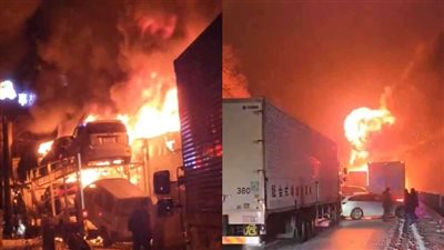 حريق هائل في اليابان بعد تصادم 50 سيارة..وفاة شخص وإصابة 26 آخرين