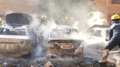 إحتراق 6 سيارات فى حريق داخل جراج بمنطقة بولاق الدكرور 