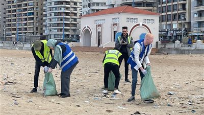 حملة لتنظيف جزيرة ميامي بالإسكندرية ضمن جهود الدولة لحماية البيئة البحرية