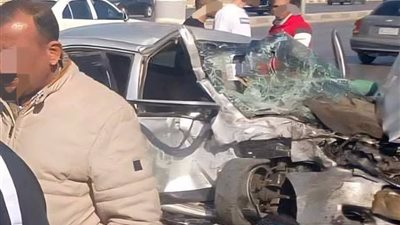 حادث مروع بين سيارتين ملاكي أعلي محور حسب الله الكفراوي