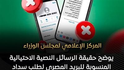 الإعلامي للوزراء: الرسائل النصية المتداولة مزيفة وغير صادرة عن البريد المصري