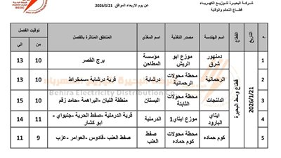 للصيانة.. تعرف على موعد وأماكن قطع التيار الكهربائي اليوم بمدن ومراكز البحيرة