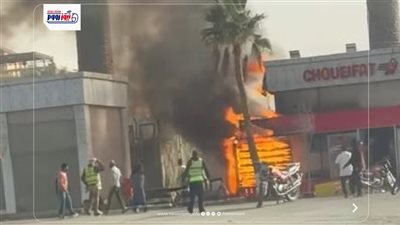 حريق يلتهم محلات تجارية بشارع التسعين الشمالي بالتجمع الخامس