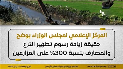 الإعلامي للوزراء يوضح حقيقة زيادة رسوم تطهير الترع والمصارف بنسبة 300% 