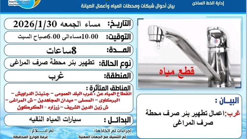 انقطاع المياه عن