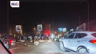 سقوط عامود أنارة أثر تصادم سيارة ملاكي به في الفيوم