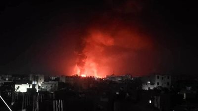 عدوان أمريكي على منطقة المحجر بقرية هروب بمديرية الحصن في خولان بصنعاء