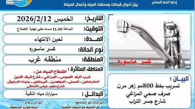 انقطاع مياه مؤقت بغرب أسيوط بسبب كسر في خط الصرف الصحي