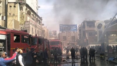 حريق هائل في محل لبيع الملابس الرياضية بأسيوط والحماية المدنية تسيطر 