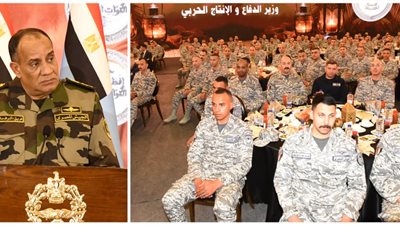 وزير الدفاع والإنتاج الحربي يلتقي مقاتلي القوات الجوية ويشاركهم وجبة الإفطار