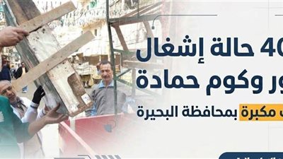 رفع ٤٠٠ حالة إشغال بدمنهور وكوم حمادة خلال حملات مكبرة بالبحيرة
