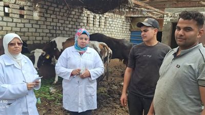 مديرية طب بيطري السويس تحصن الحيوانات بقرية الجباليات للوقاية من الأمراض