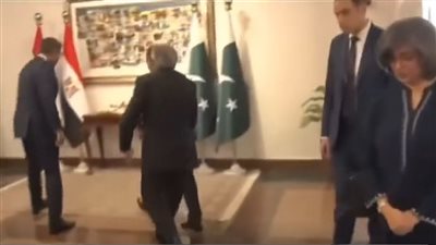 فيديو.. لحظة سقوط وزير الخارجية الباكستاني خلال استقباله لنظيره المصري 