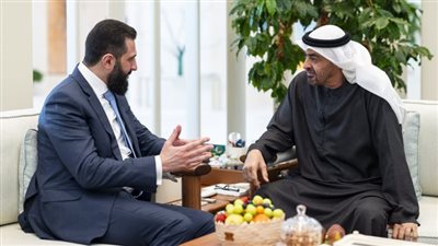 محمد بن زايد والشرع يبحثان أمن المنطقة والملاحة الدولية في أبوظبي