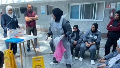 استمرار تنفيذ خطة تدريب عمال المستشفيات ضمن جهود مكافحة العدوى بفرع الهيئة بال