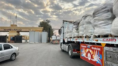 الهلال الأحمر المصري يدفع قافلة «زاد العزة» 183 بحمولة 5,770 طنًا من المساعدات
