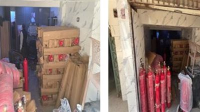 ضبط مصنع لإنتاج طفايات الحريق مجهولة المصدر بشبرا الخيمة 