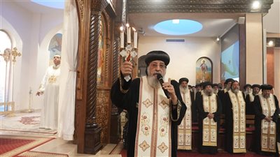 البابا تواضروس الثاني يصلي عشية عيد القديس مارمرقس بڤينيسيا