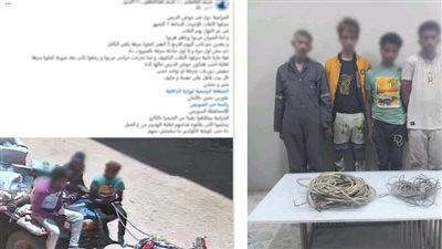 سرقة أسلاك كهرباء أمام مسجد بالسويس.. ضبط 3 عاطلين وعميلهم صاحب مخزن خردة