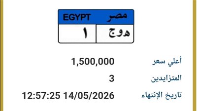 «هـ و ج 1» تشعل المزاد.. لوحة سيارة تتخطى مليون ونصف قبل ساعات من غلق المزايدة