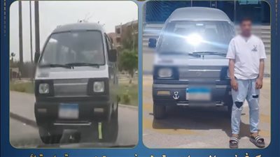 ضبط سائق فان صعد الرصيف وسار عكس الاتجاه بالجيزة دون رخص