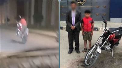 أخذها دون علمه.. ضبط طفل قاد «موتوسيكل» والده برعونة في شوارع الشرقية