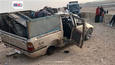 نتيجة السرعة الزائدة.. إصابة 6 أشخاص إثر انقلاب سيارة ربع نقل بصحراوي المنيا