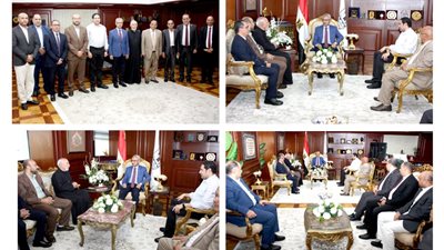 محافظ بني سويف يتلقى التهاني بعيد الأضحى المبارك من وفد الإنجيلية والكاثوليكية