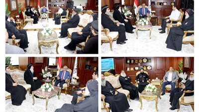 قيادات الكنيسة الأرثوذكسية يهنئون محافظ بني سويف بعيد الأضحى المبارك