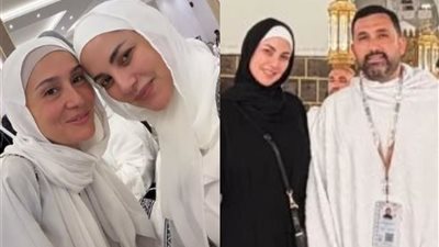 درة وزوجها رجل الأعمال هاني سعد والفنانة المعتزلة مايا شيحة في الحج |صور