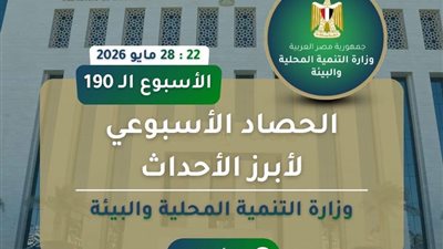نشرة الحصاد الأسبوعي لرصد أنشطة وزارة التنمية المحلية والبيئة
