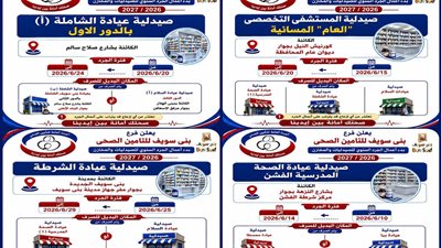 تأمين صحي بني سويف يعلن تحديد جهات صرف بديلة للأدوية بسبب جرد الصيدليات