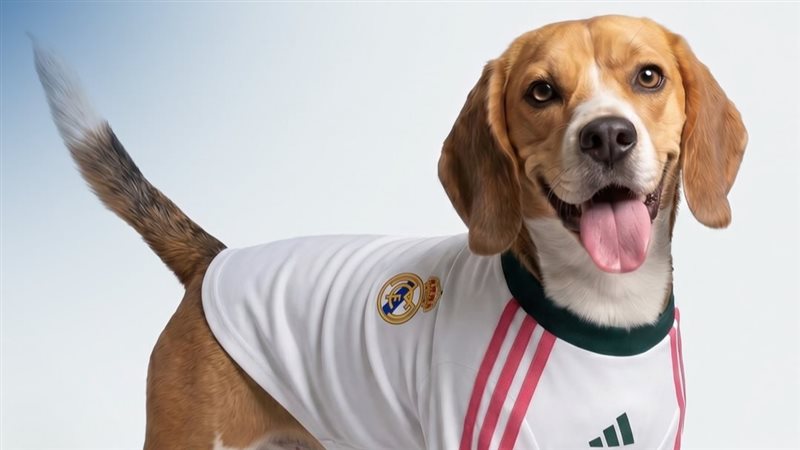 كلب يرتدي قميص ريال مدريد 