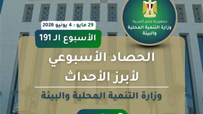 نشرة الحصاد الأسبوعي لرصد أنشطة وزارة التنمية المحلية والبيئة